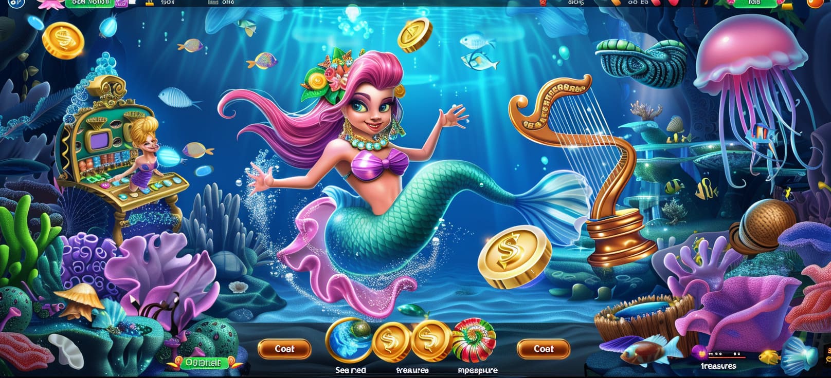 Caça-níqueis de sereia online com tesouros do mar no 505bet cassino